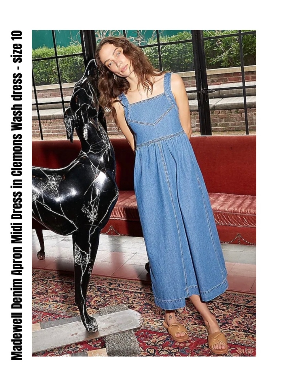 Madewell Denim Apron Midi Dress in Clemons Wash dress - size 10